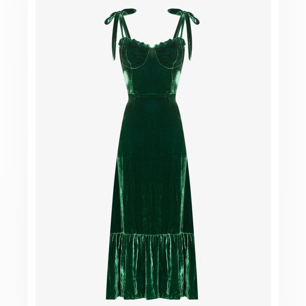 Reformation Antoinette velvet dress green